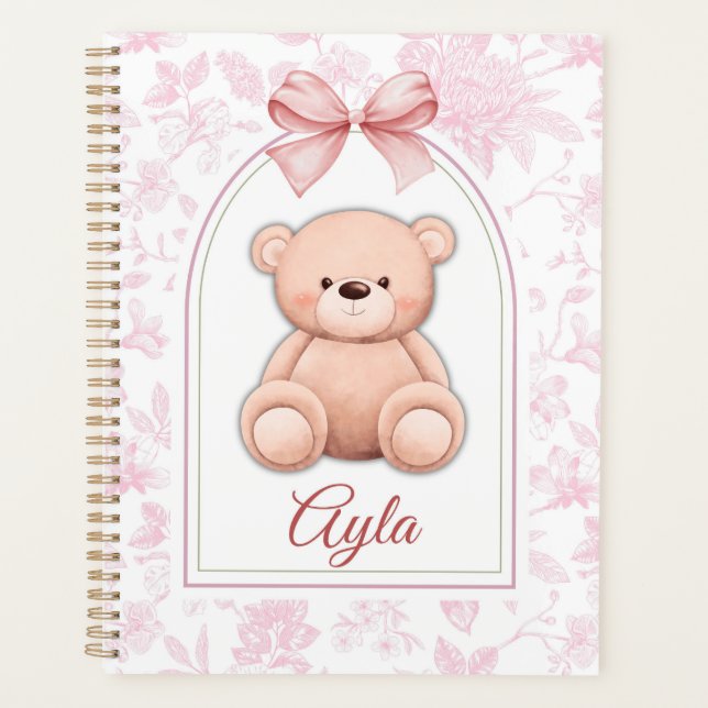 Agenda Ayla | Design de Enfermeiro de Urso Rosa Personali (Frente)