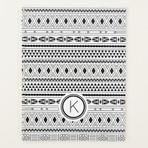 Agenda Aztec Black White Strike Monograma Geométrico