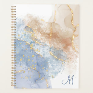 Agenda Azul abstrato, Taupe e Dourado