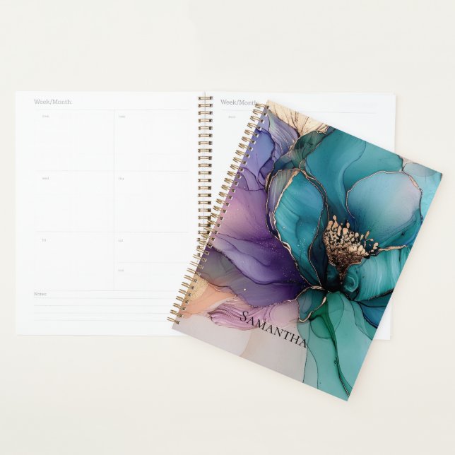 Agenda Azul Azul Azul Roxo Dourado (Exibição)