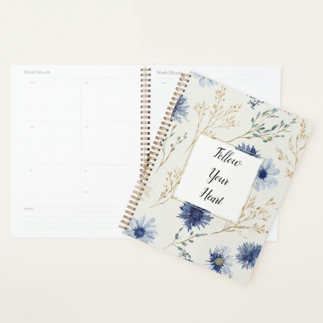 Agenda Azul Branco Floral   (Exibição)