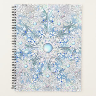 Agenda Azul claro e floco de neve de rendas cerâmicas