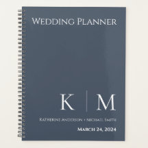 Azul e Branco - Monograma-Planner de Casamento