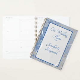 Agenda Azul e Cinza Marble Personalizado