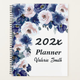 Agenda Azul e Cor de Água Rosa Floral de inverno