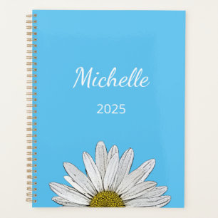 Agenda Azul Floral de Escuro Curto Moderno Daisy 2025