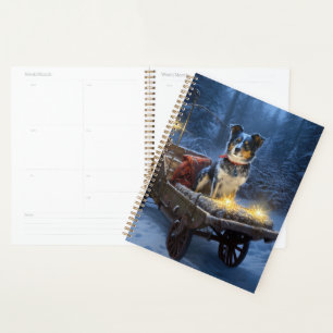 Agenda Azul Heeler Snowy Sleigh Decência de Natal