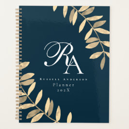 Agenda Azul monograma simples