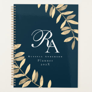 Agenda Azul monograma simples
