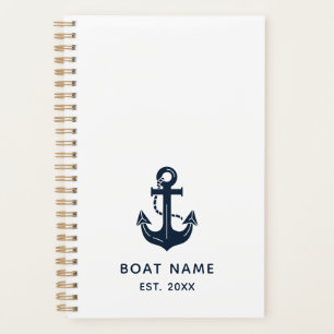 Agenda Azul Naval Náutico Nome de Barco Personalizado