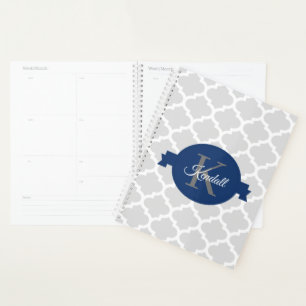 Agenda Azul Quatrefoil Personalizado