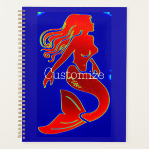 Agenda azul-sereia vermelho pin-up