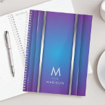 Agenda Azul violeta Abstrato mínimo moderno de luxo<br><div class="desc">Um elegante planejador de abstrato,  estilo luxuoso,  com design geométrico violeta e azul. Personalize com seu monograma e nome.</div>