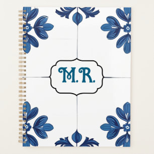 Agenda Azulejo Azul Índigo Português Lisboa Decorativo
