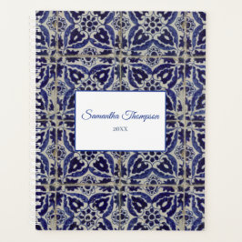 Agenda Azulejo Azulejo Azul, Russo Personalizado, Branco