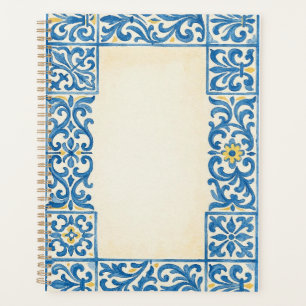 Agenda Azulejo design de aquarela estacionária portuguesa
