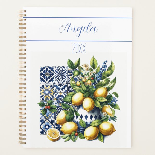 Agenda Azulejos azuis e limões italianos | seu nome (Frente)