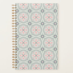 Agenda Azulejos Florais Verde Pastel