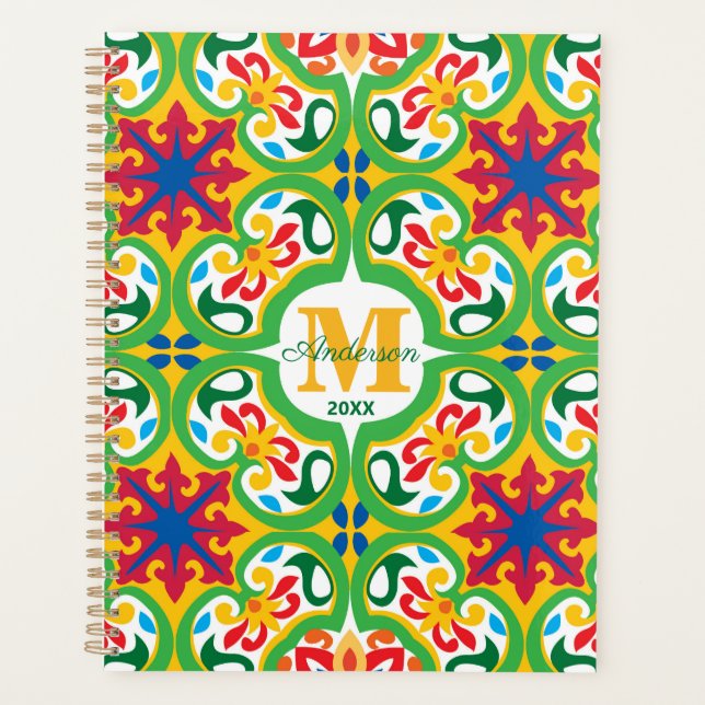 Agenda 💛 🧡 Azulejos, padrão decorativo, texto personali (Frente)