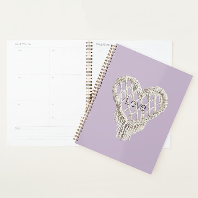 Agenda Babado de Coração Branco Lavanda (Exibição)