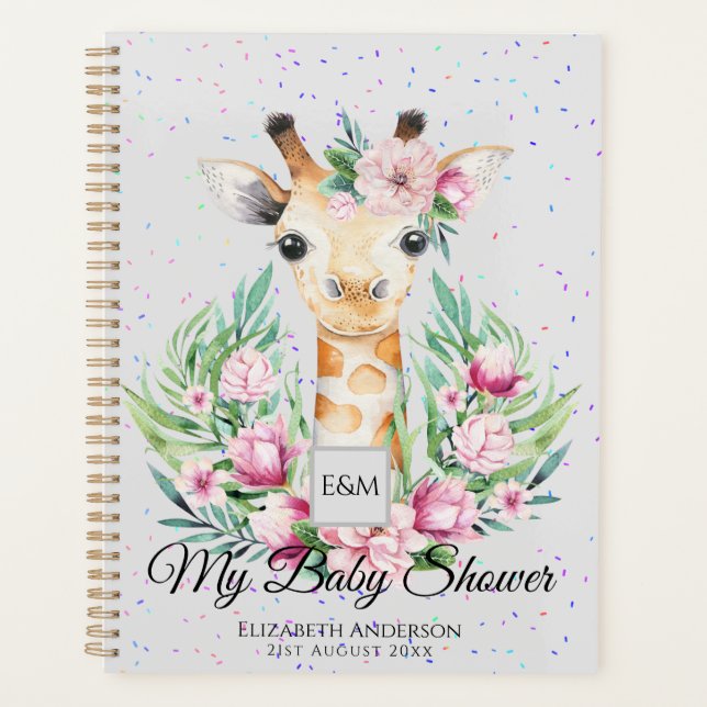 Agenda Baby Giraffe Boho Flores Mãe em Planner (Frente)