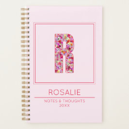 Agenda Baby Pink Floral Monogrammed Name Letter R