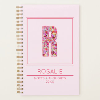Agenda Baby Pink Floral Monogrammed Name Letter R