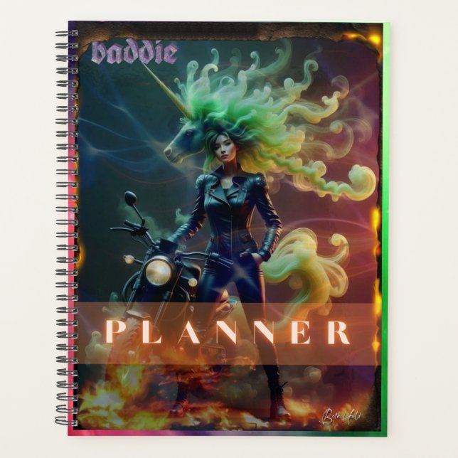 Agenda Baddie Unicorn Biker Planner (Frente)