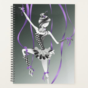 Agenda Bailarina Excêntrica Marionete Fitas Roxas   