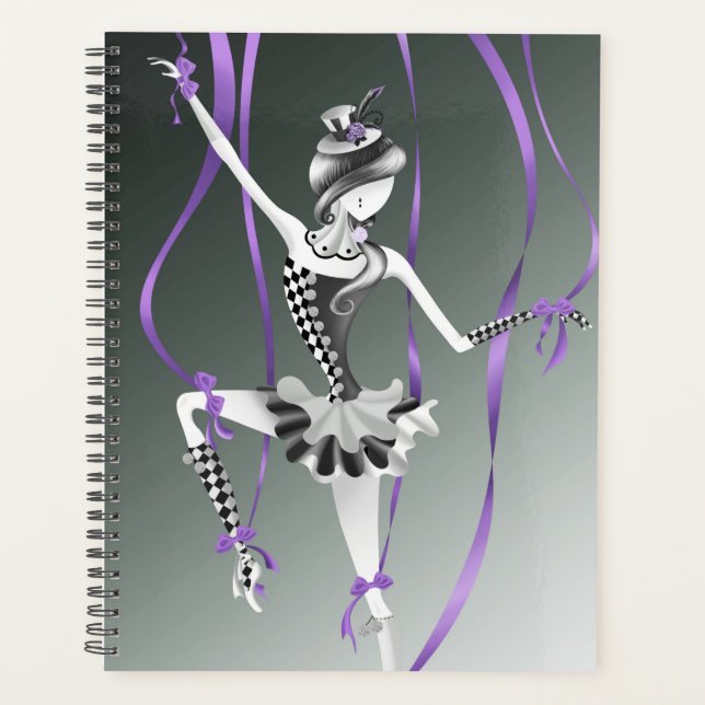 Agenda Bailarina Excêntrica Marionete Fitas Roxas    (Frente)