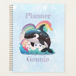 Agenda Baleia assassina de Kawaii Orca branca Rainbows Bo