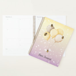 Agenda Balões Doce Abelha Pontos Bokeh Roxo Amarelo