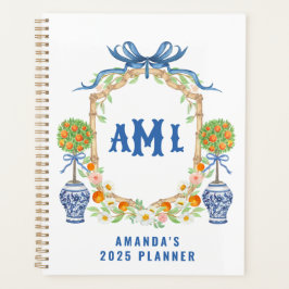 Agenda Bambu & Orange Topiary Crest | Monograma com 3 let