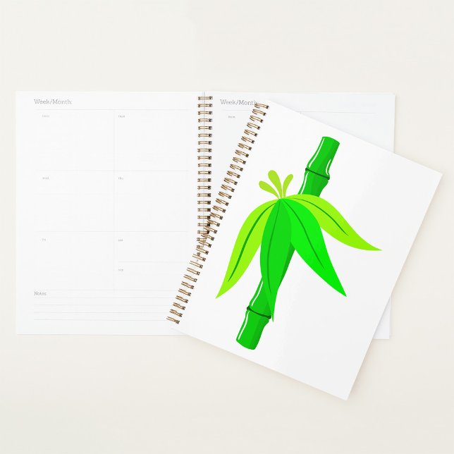 Agenda Bambu Verde com Folhas Tropicais (Criador carregado)