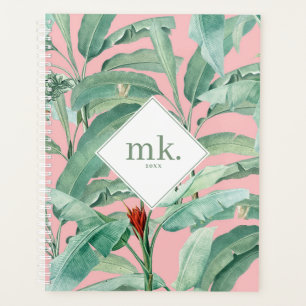 Agenda Banana Tropical Cor-de-Água Rosa Deixa Monograma