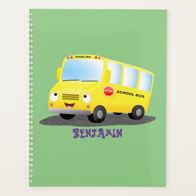 Agenda Banda branca e feliz de ônibus escolar amarelo (Frente)