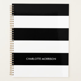 Agenda Banda branca negra moderna nome personalizado mono