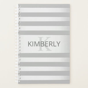 Agenda Bandas de Ombre Silver Faux Contemporâneas e Cinza