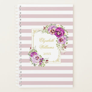 Agenda Bandas de Púrpura das Vintagens Florais Elegantes