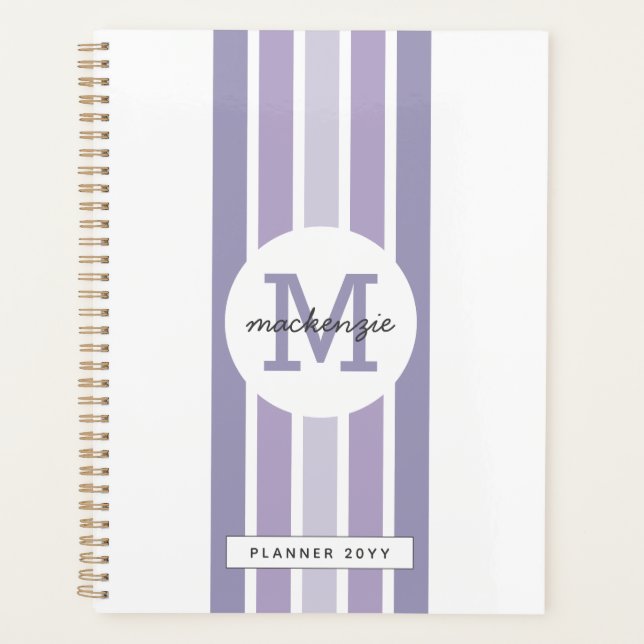 Agenda Bandas de Sombra de Lavanda Monogramadas Personali (Frente)