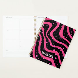 Agenda Bandas E Estrelas Rosa Pretas E Quentes Personaliz