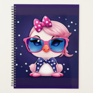 Agenda Bandeira Americana com Cartoon de Flamingo-14484
