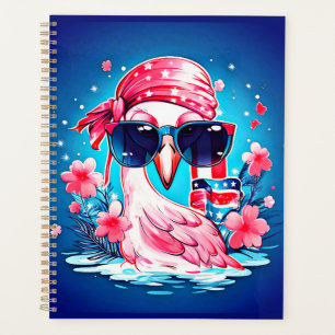 Agenda Bandeira Americana com Cartoon de Flamingo-69681