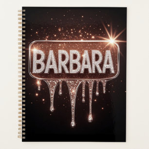Agenda Barbara Nome em Ouro Rosé Diamante Brilhante