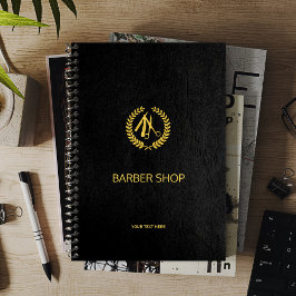 Agenda Barbeiro de luxo compra couro preto e olha ouro