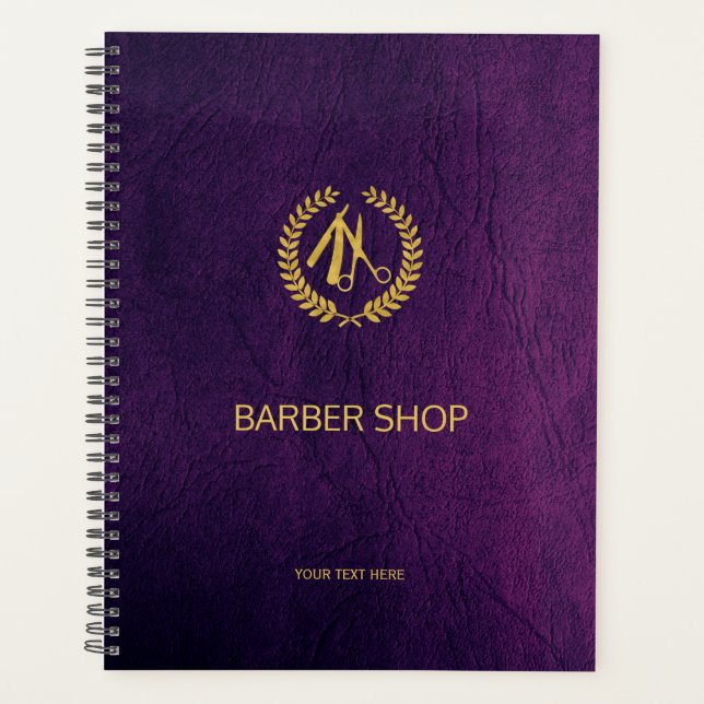 Agenda Barbeiro de luxo compre couro roxo olha ouro (Frente)
