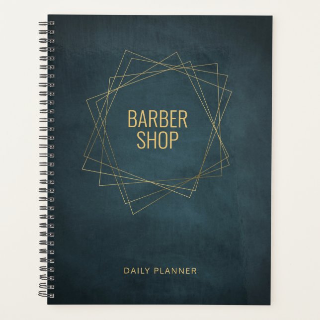 Agenda Barbeiro de luxo compre marinho de ouro elegante (Frente)