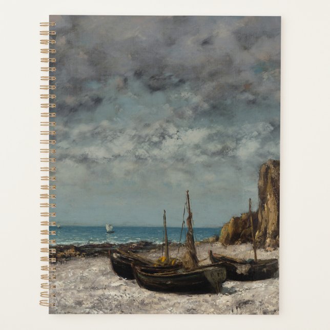 Agenda Barcos em praia, Etretat - Gustave Courbet (Frente)