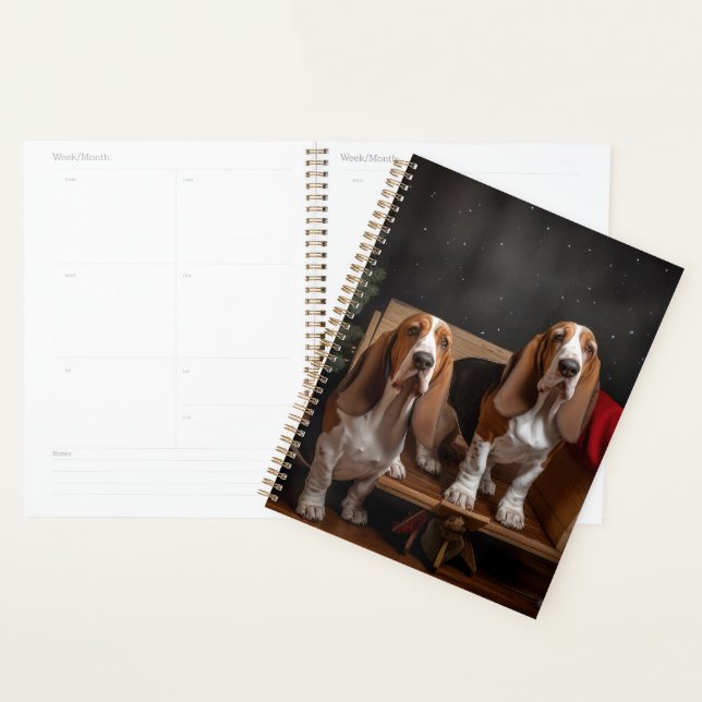 Agenda Basset Hound Snowy Sleigh Decência de Natal (Exibição)
