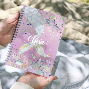 Agenda Bateria De Sereia Com Glitter Whimsical Sob O Mar